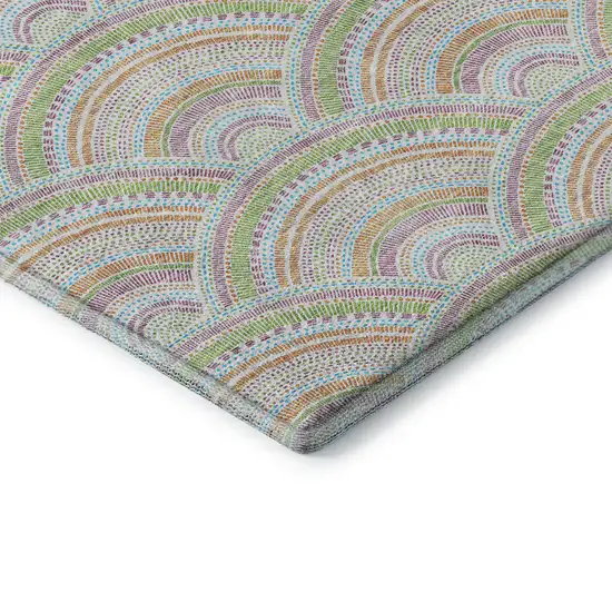 Pearl Orange And Green Geometric Washable Area Rug With UV Protection Photo 7