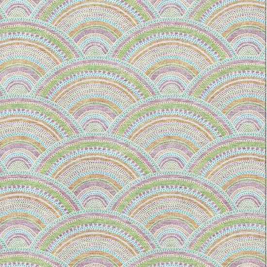 Pearl Orange And Green Geometric Washable Area Rug With UV Protection Photo 2