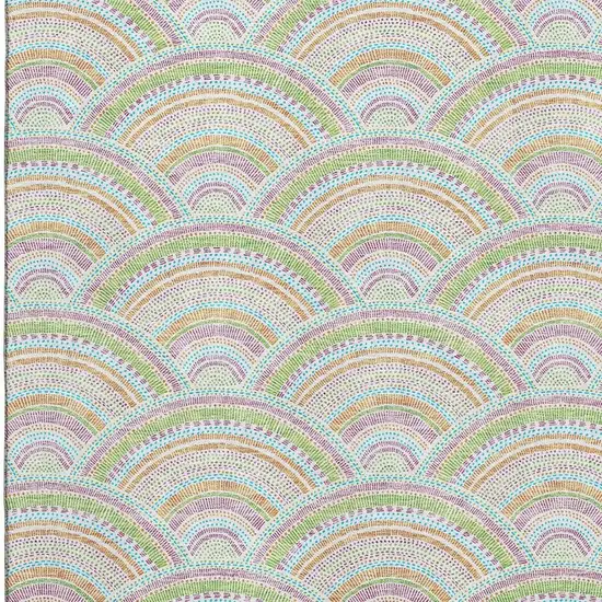 Pearl Orange And Green Geometric Washable Area Rug With UV Protection Photo 2