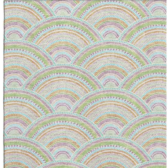 Pearl Orange And Green Geometric Washable Area Rug With UV Protection Photo 2