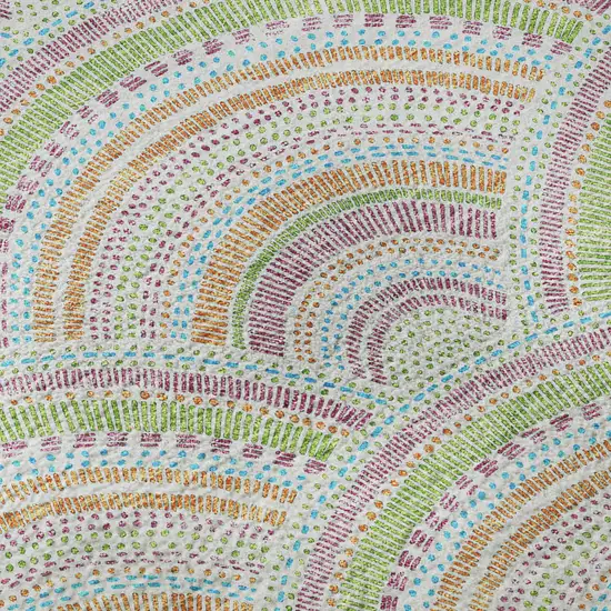 Pearl Orange And Green Geometric Washable Area Rug With UV Protection Photo 9