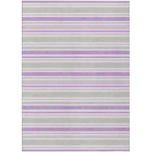 Photo of Pearl Striped Washable Non Skid Indoor Outdoor Area Rug