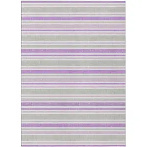 Photo of Pearl Striped Washable Non Skid Indoor Outdoor Area Rug