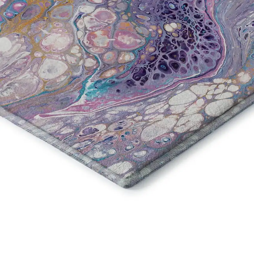 Periwinkle Purple And Ivory Abstract Washable Indoor Outdoor Area Rug Photo 4