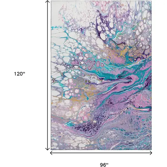 Periwinkle Purple And Ivory Abstract Washable Indoor Outdoor Area Rug Photo 3