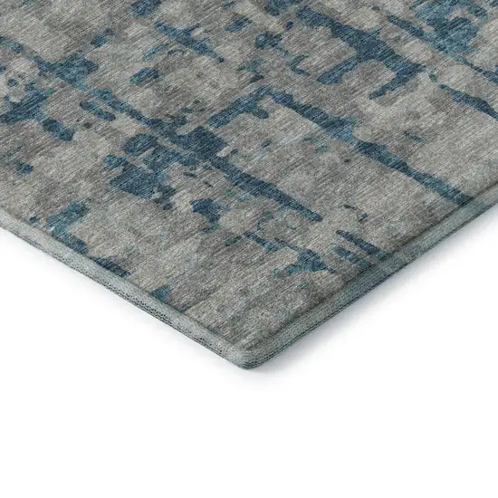 Persian Blue And Gray Abstract Washable Area Rug With UV Protection Photo 7