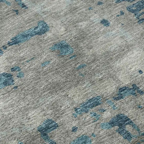 Persian Blue And Gray Abstract Washable Area Rug With UV Protection Photo 9
