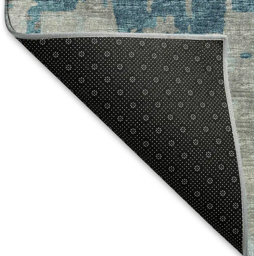 Persian Blue And Gray Abstract Washable Area Rug With UV Protection Photo 7