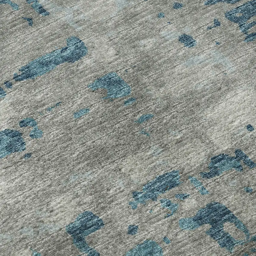 Persian Blue And Gray Abstract Washable Area Rug With UV Protection Photo 9
