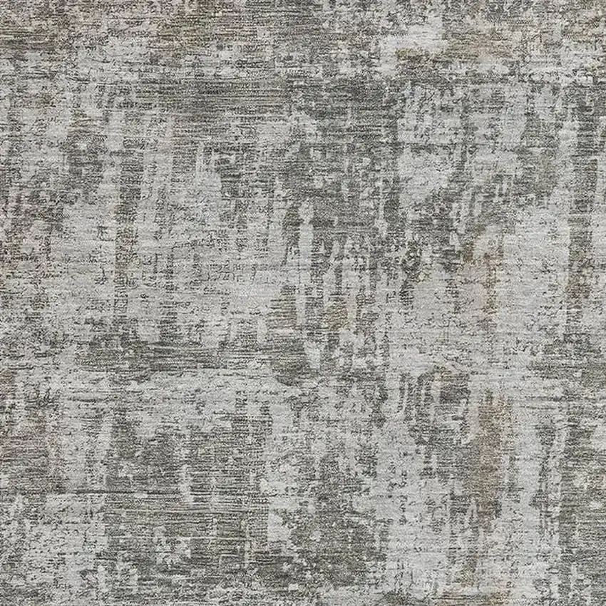 Pewter And Beige Abstract Washable Area Rug With UV Protection Photo 2