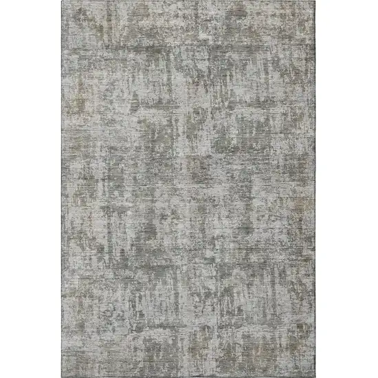Pewter And Beige Abstract Washable Area Rug With UV Protection Photo 3