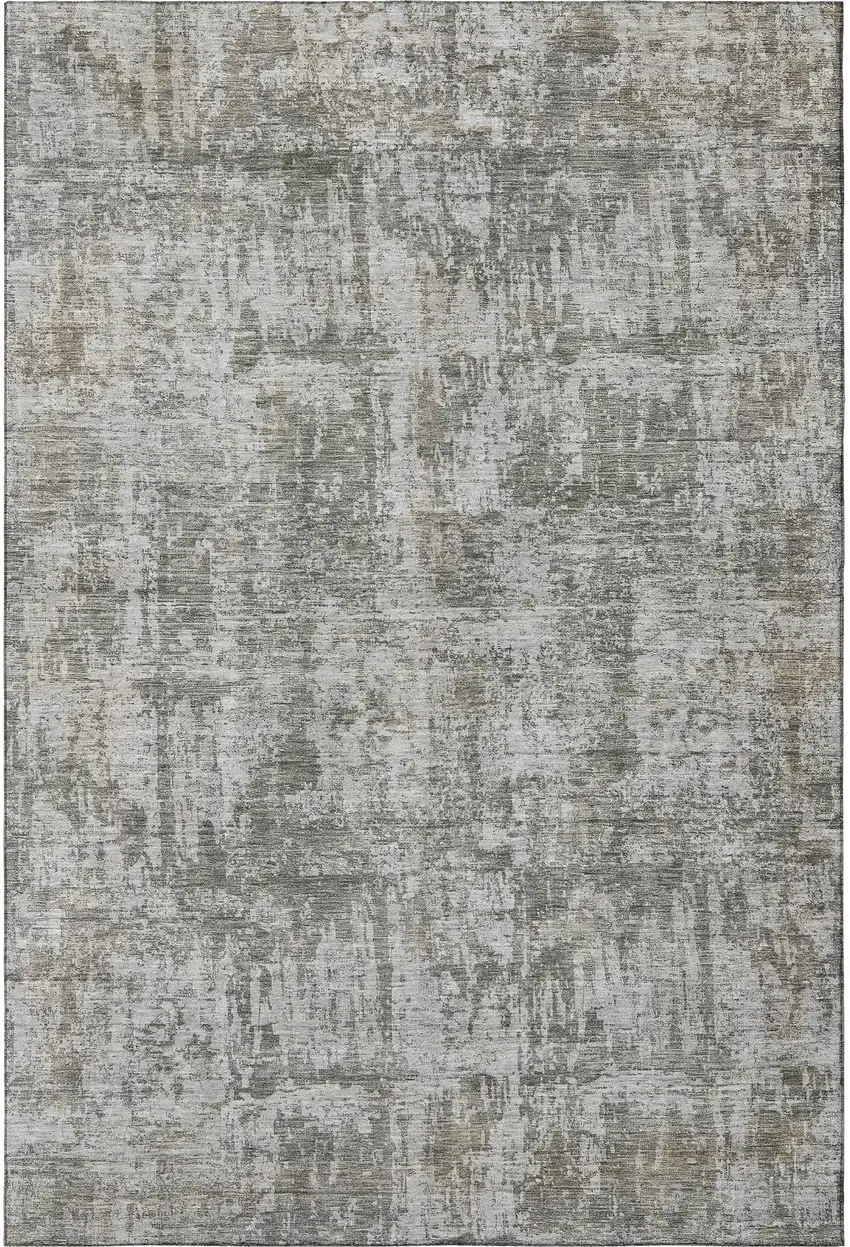 Pewter And Beige Abstract Washable Area Rug With UV Protection Photo 3