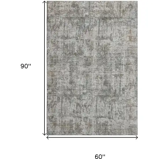 Pewter And Beige Abstract Washable Area Rug With UV Protection Photo 8