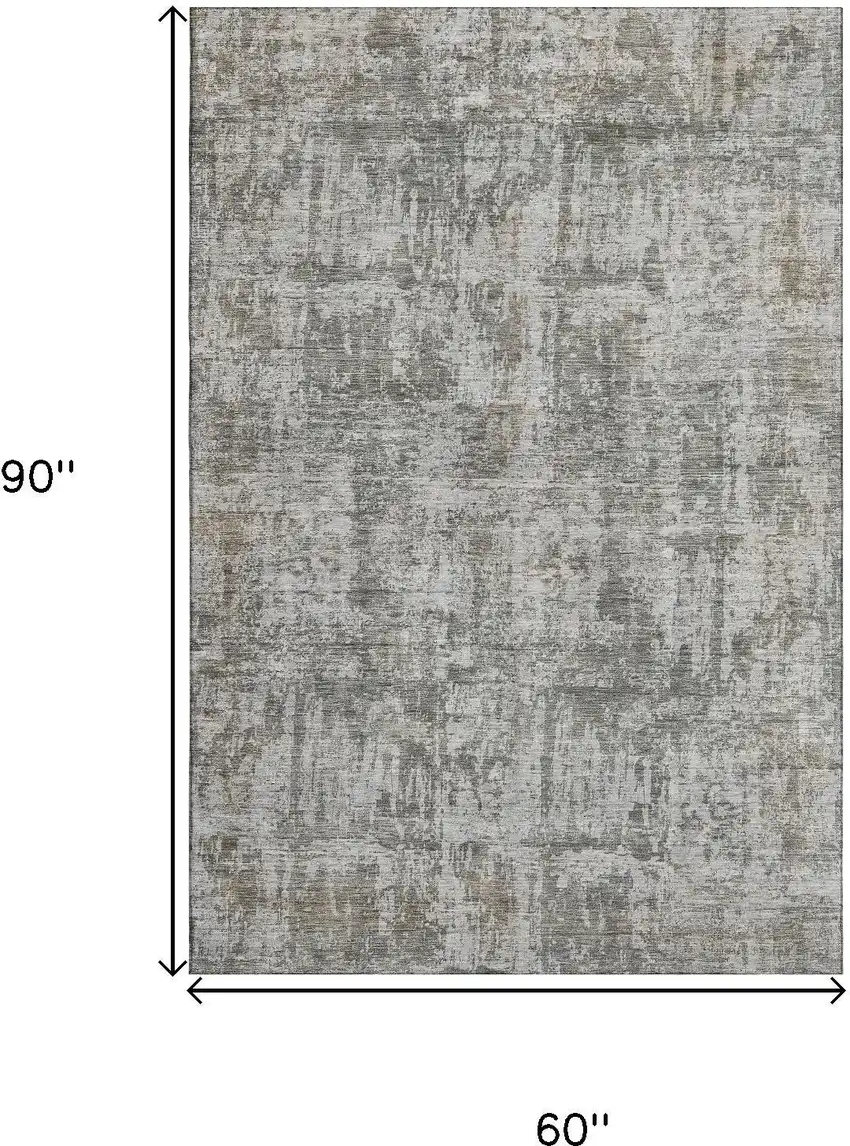 Pewter And Beige Abstract Washable Area Rug With UV Protection Photo 8