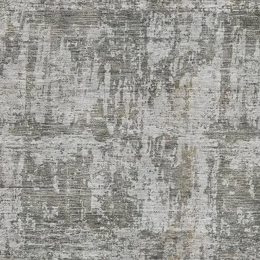 Pewter And Beige Abstract Washable Area Rug With UV Protection Photo 2