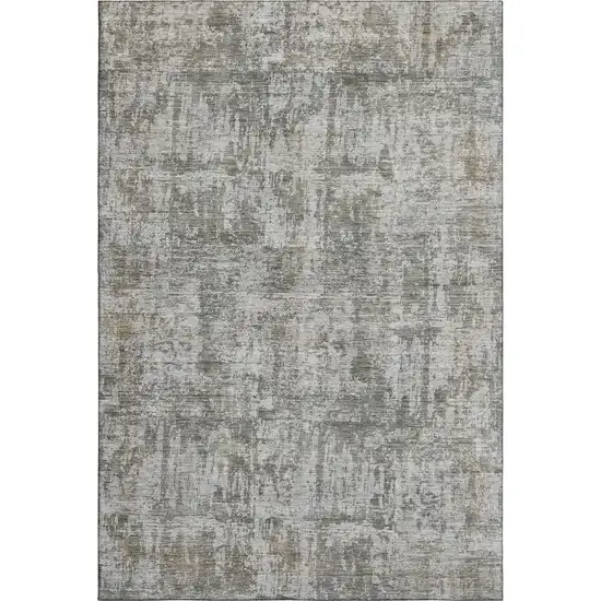 Pewter And Beige Abstract Washable Area Rug With UV Protection Photo 1