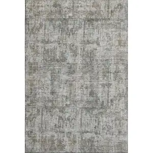 Photo of Pewter And Beige Abstract Washable Area Rug With UV Protection