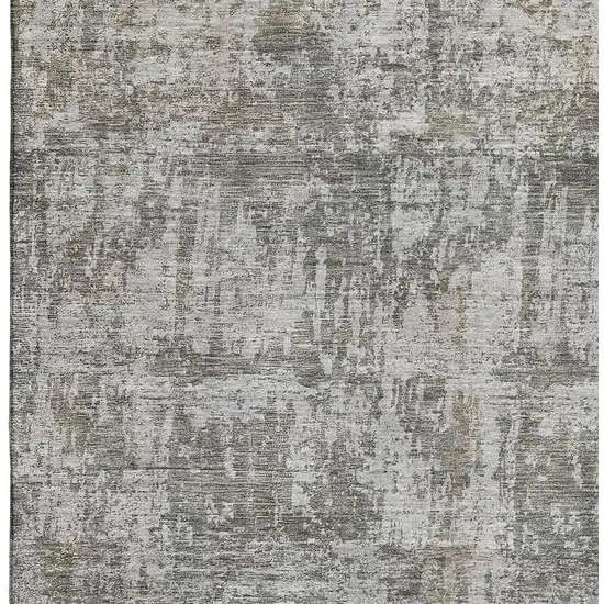 Pewter And Beige Abstract Washable Area Rug With UV Protection Photo 4
