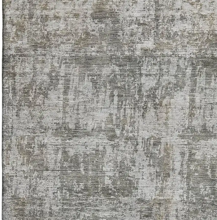 Pewter And Beige Abstract Washable Area Rug With UV Protection Photo 4