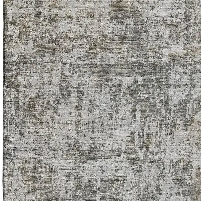 Pewter And Beige Abstract Washable Area Rug With UV Protection Photo 2
