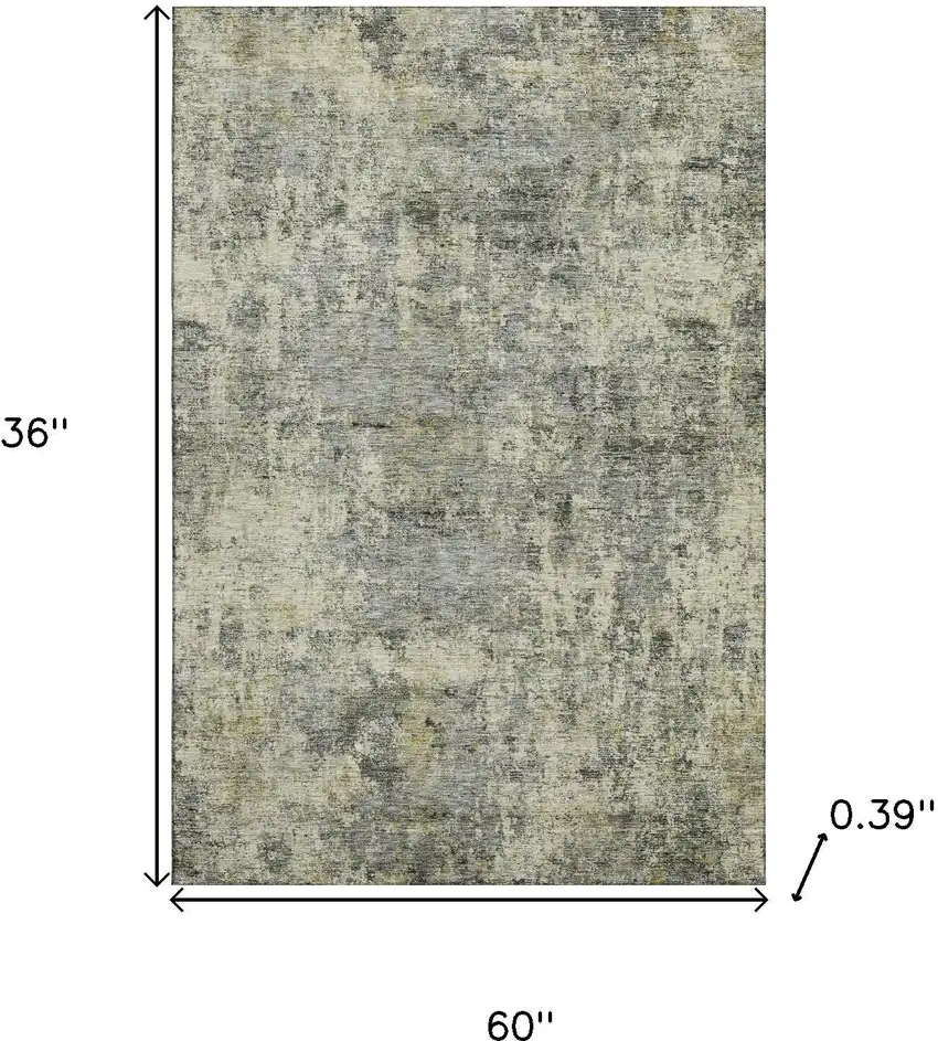 Pewter And Beige Abstract Washable Area Rug With UV Protection Photo 9