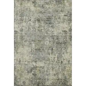 Photo of Pewter And Beige Abstract Washable Area Rug With UV Protection
