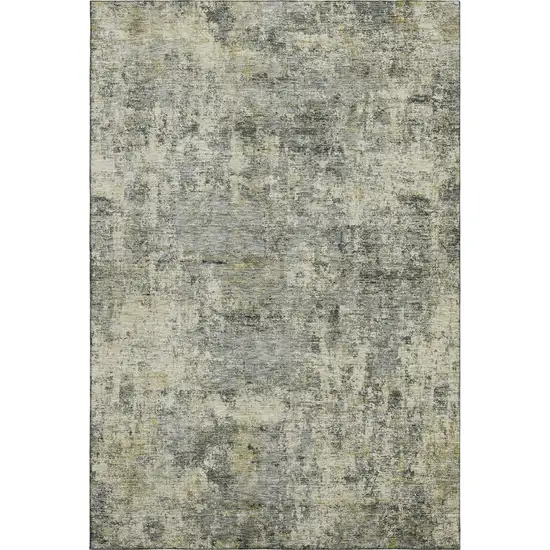 Pewter And Beige Abstract Washable Area Rug With UV Protection Photo 1