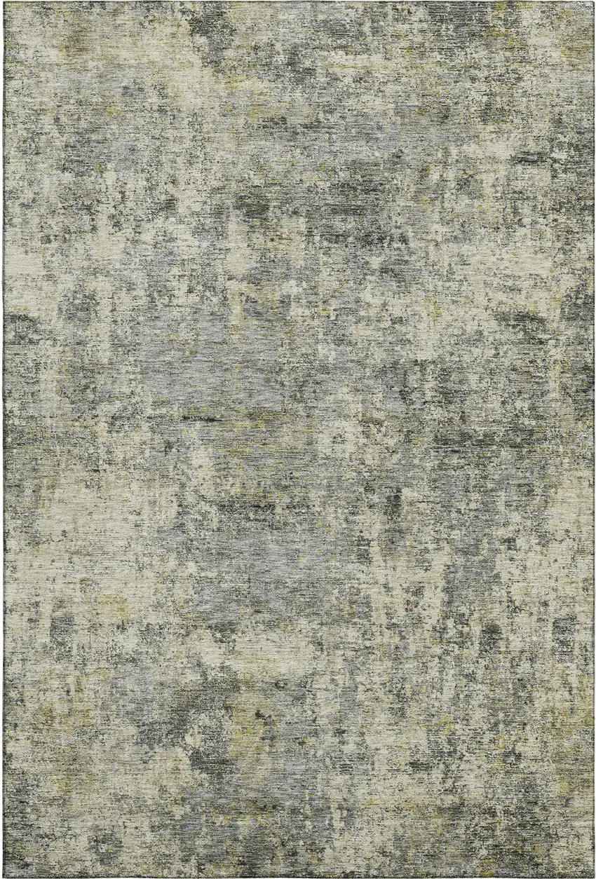 Pewter And Beige Abstract Washable Area Rug With UV Protection Photo 1