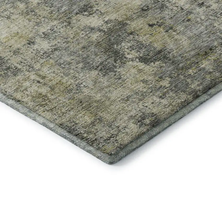 Pewter And Beige Abstract Washable Area Rug With UV Protection Photo 6