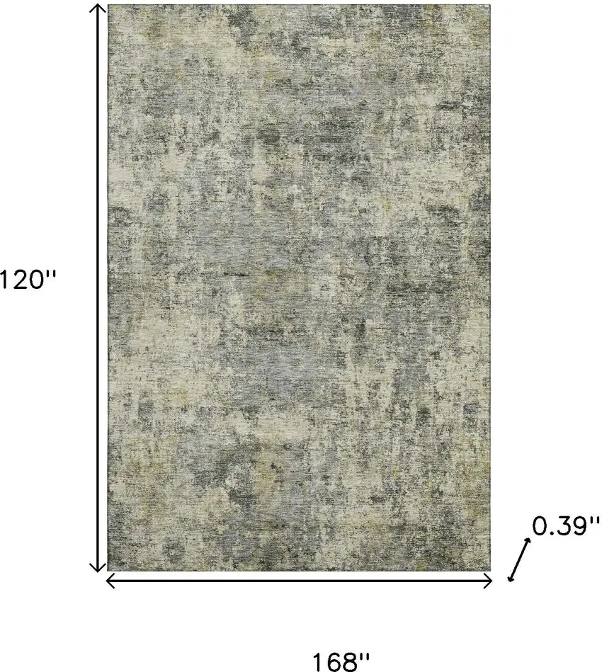 Pewter And Beige Abstract Washable Area Rug With UV Protection Photo 7