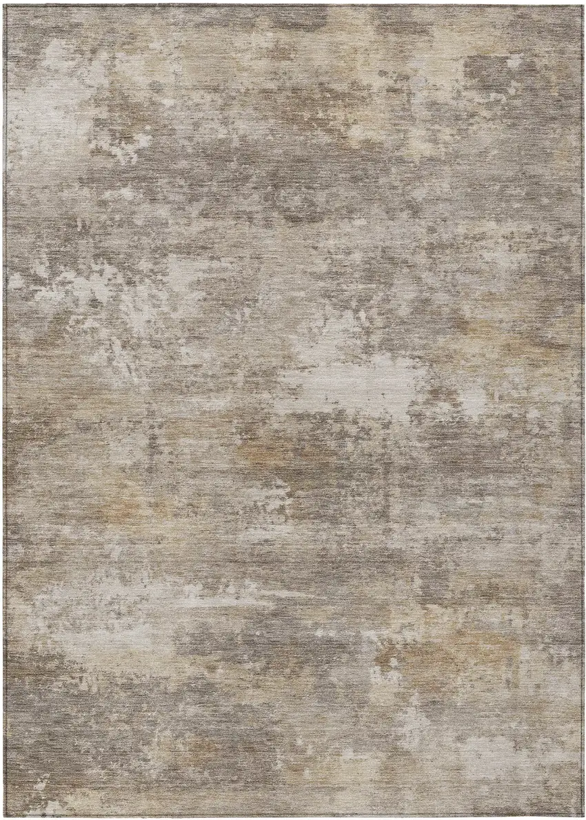 Pewter And Beige Abstract Washable Indoor Outdoor Area Rug Photo 1