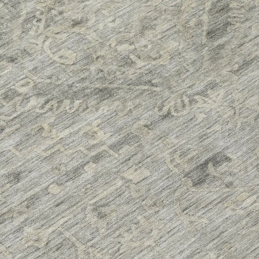Pewter And Beige Floral Washable Indoor Outdoor Area Rug Photo 8