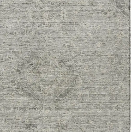 Pewter And Beige Floral Washable Indoor Outdoor Area Rug Photo 5