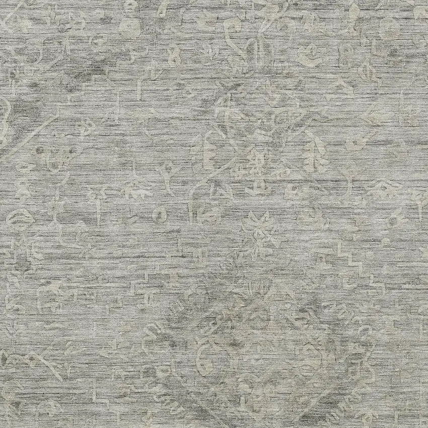 Pewter And Beige Floral Washable Indoor Outdoor Area Rug Photo 5