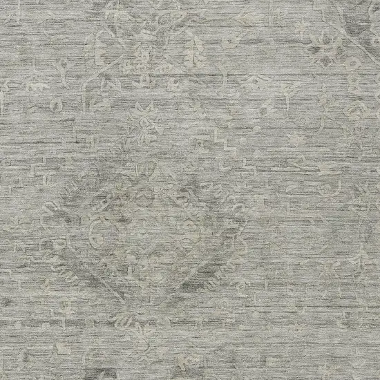 Pewter And Beige Floral Washable Indoor Outdoor Area Rug Photo 5