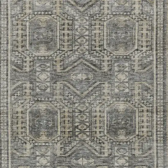 Pewter And Beige Geometric Washable Indoor Outdoor Area Rug Photo 3