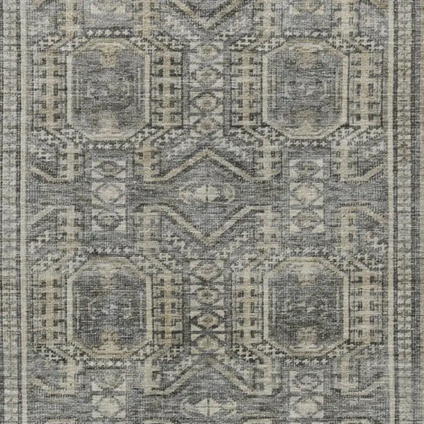 Pewter And Beige Geometric Washable Indoor Outdoor Area Rug Photo 3