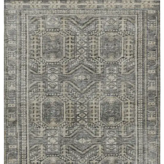 Pewter And Beige Geometric Washable Indoor Outdoor Area Rug Photo 6