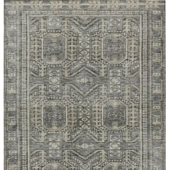 Pewter And Beige Geometric Washable Indoor Outdoor Area Rug Photo 9