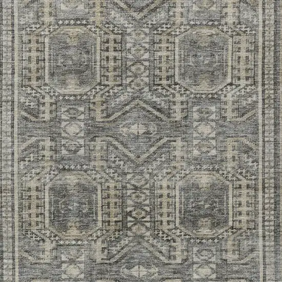 Pewter And Beige Geometric Washable Indoor Outdoor Area Rug Photo 3