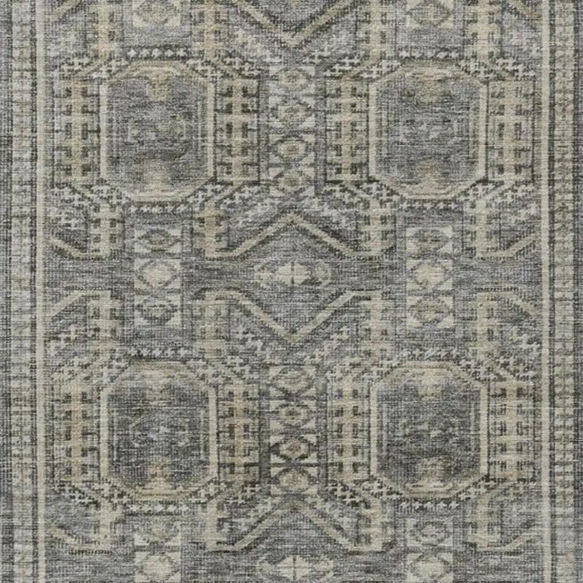Pewter And Beige Geometric Washable Indoor Outdoor Area Rug Photo 4