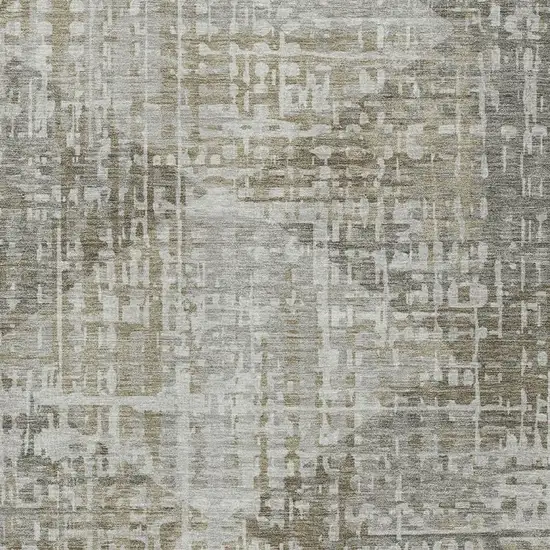 Pewter And Beige Geometric Washable Indoor Outdoor Area Rug Photo 4
