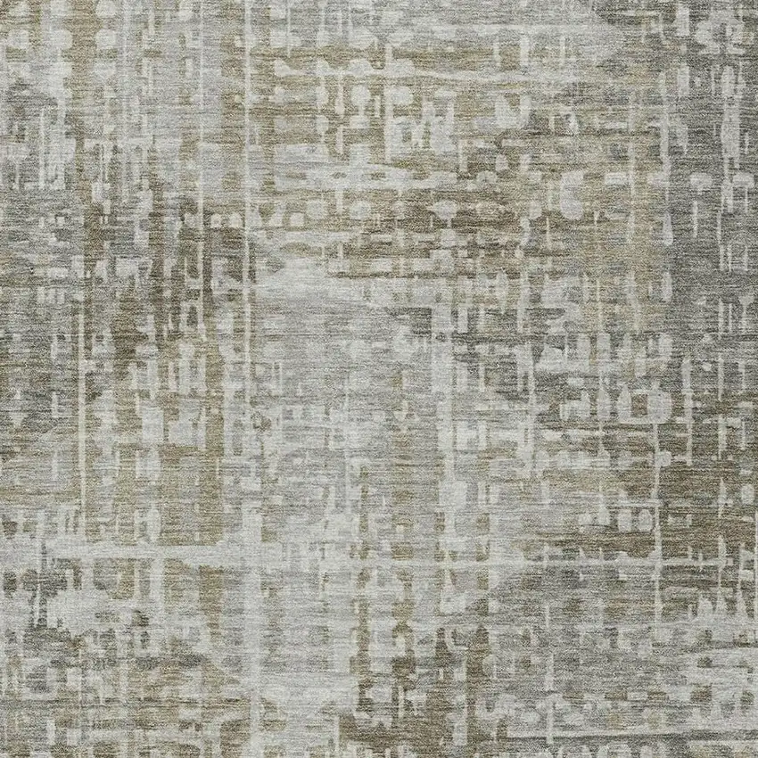 Pewter And Beige Geometric Washable Indoor Outdoor Area Rug Photo 4