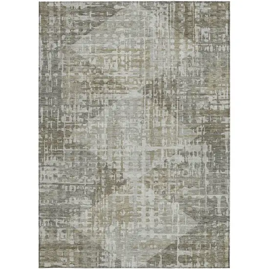 Pewter And Beige Geometric Washable Indoor Outdoor Area Rug Photo 3