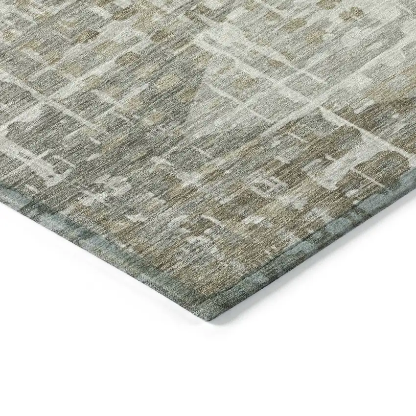 Pewter And Beige Geometric Washable Indoor Outdoor Area Rug Photo 9