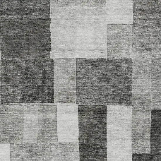 Pewter And Black Geometric Washable Indoor Outdoor Area Rug Photo 6