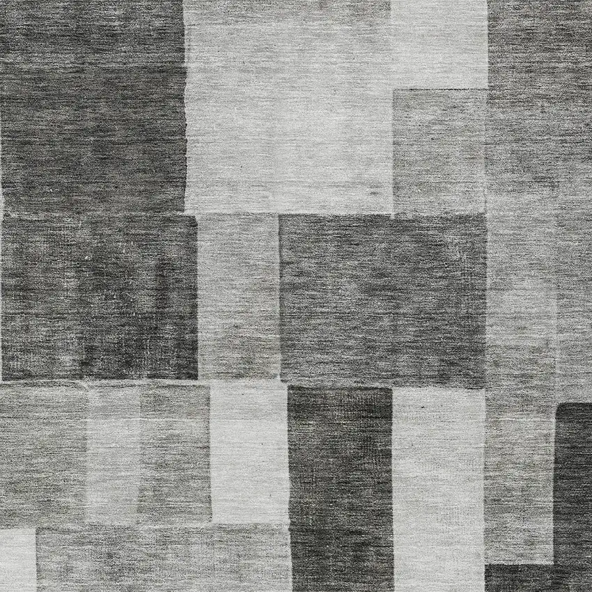 Pewter And Black Geometric Washable Indoor Outdoor Area Rug Photo 6