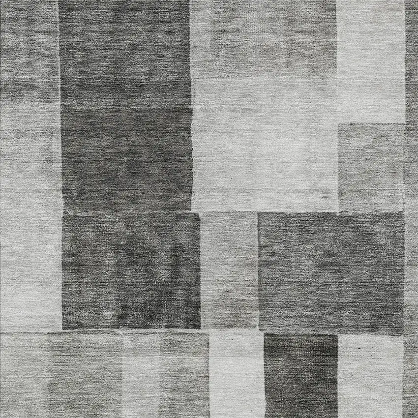 Pewter And Black Geometric Washable Indoor Outdoor Area Rug Photo 6