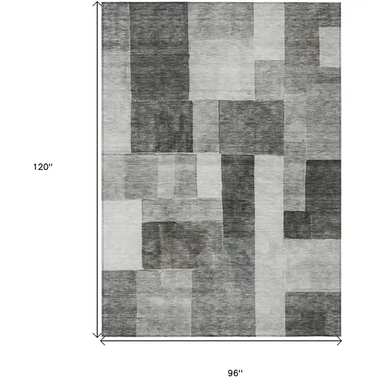 Pewter And Black Geometric Washable Indoor Outdoor Area Rug Photo 3