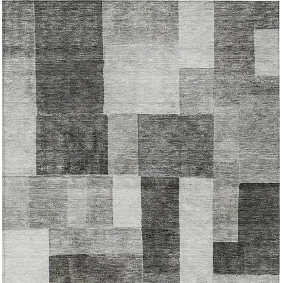 Pewter And Black Geometric Washable Indoor Outdoor Area Rug Photo 7